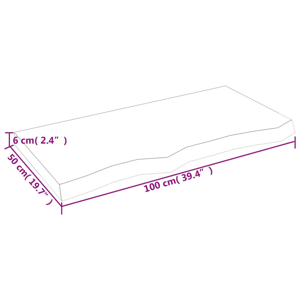 Waschtischplatte Hellbraun 100x50x(2-6) cm Massivholz Behandelt