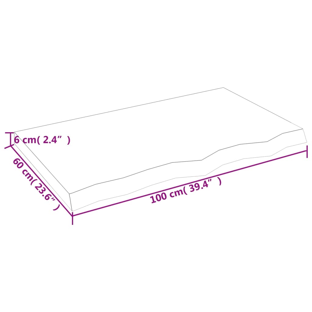 Waschtischplatte Hellbraun 100x60x(2-6) cm Massivholz Behandelt