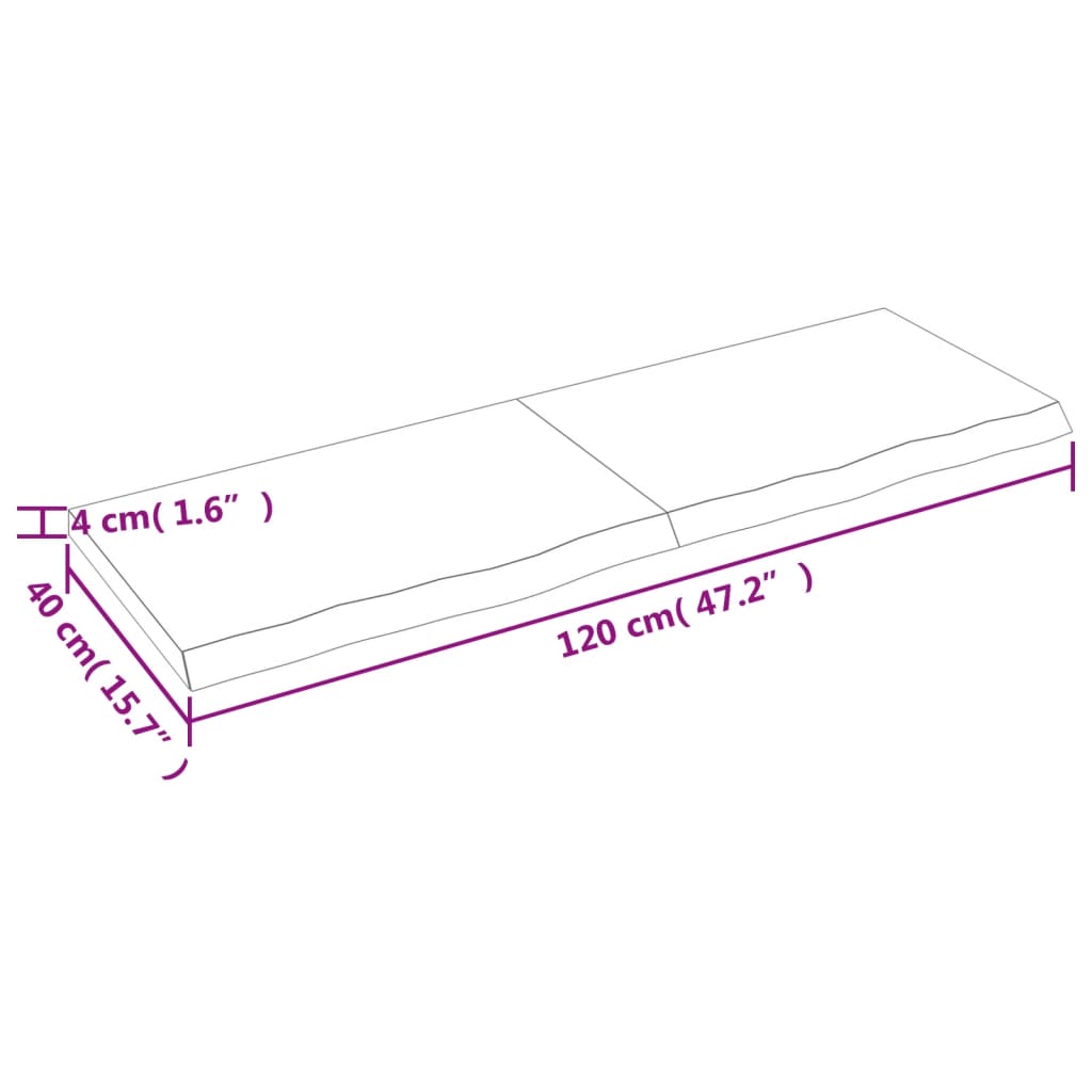 Waschtischplatte Hellbraun 120x40x(2-4) cm Massivholz Behandelt