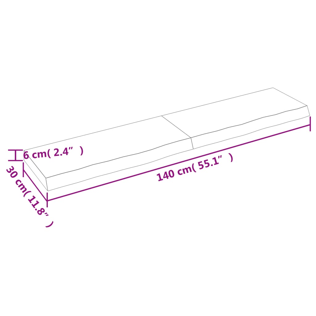 Waschtischplatte Hellbraun 140x30x(2-6) cm Massivholz Behandelt