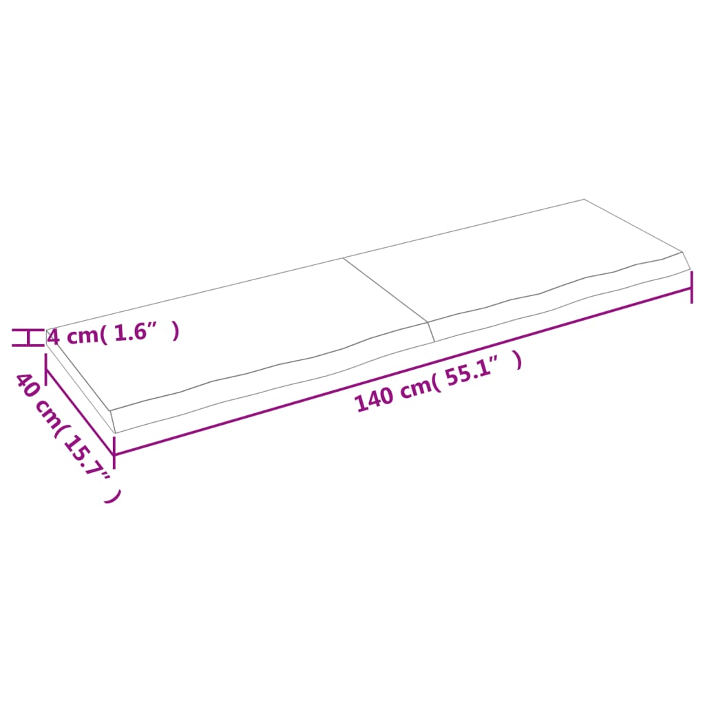 Waschtischplatte Hellbraun 140x40x(2-4) cm Massivholz Behandelt