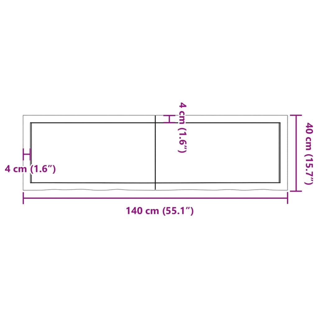 Waschtischplatte Hellbraun 140x40x(2-4) cm Massivholz Behandelt