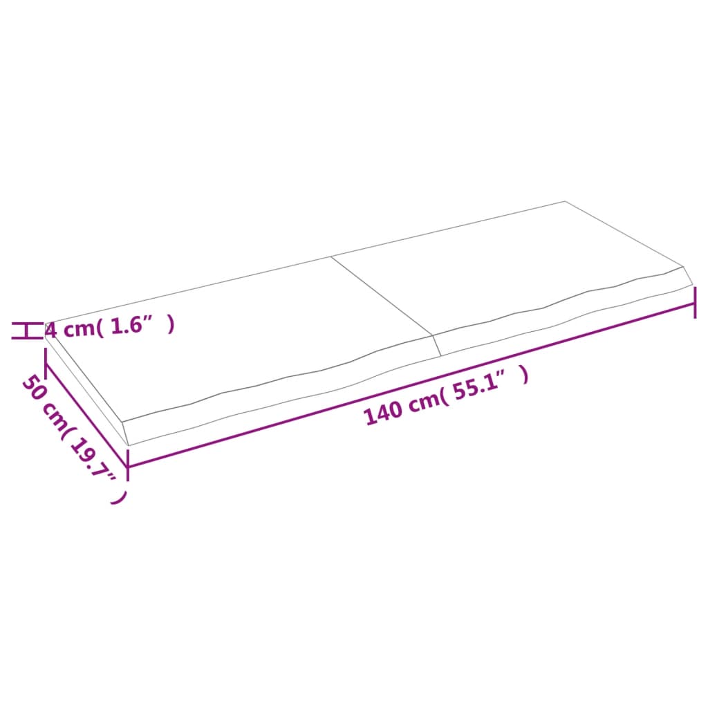 Waschtischplatte Hellbraun 140x50x(2-4) cm Massivholz Behandelt