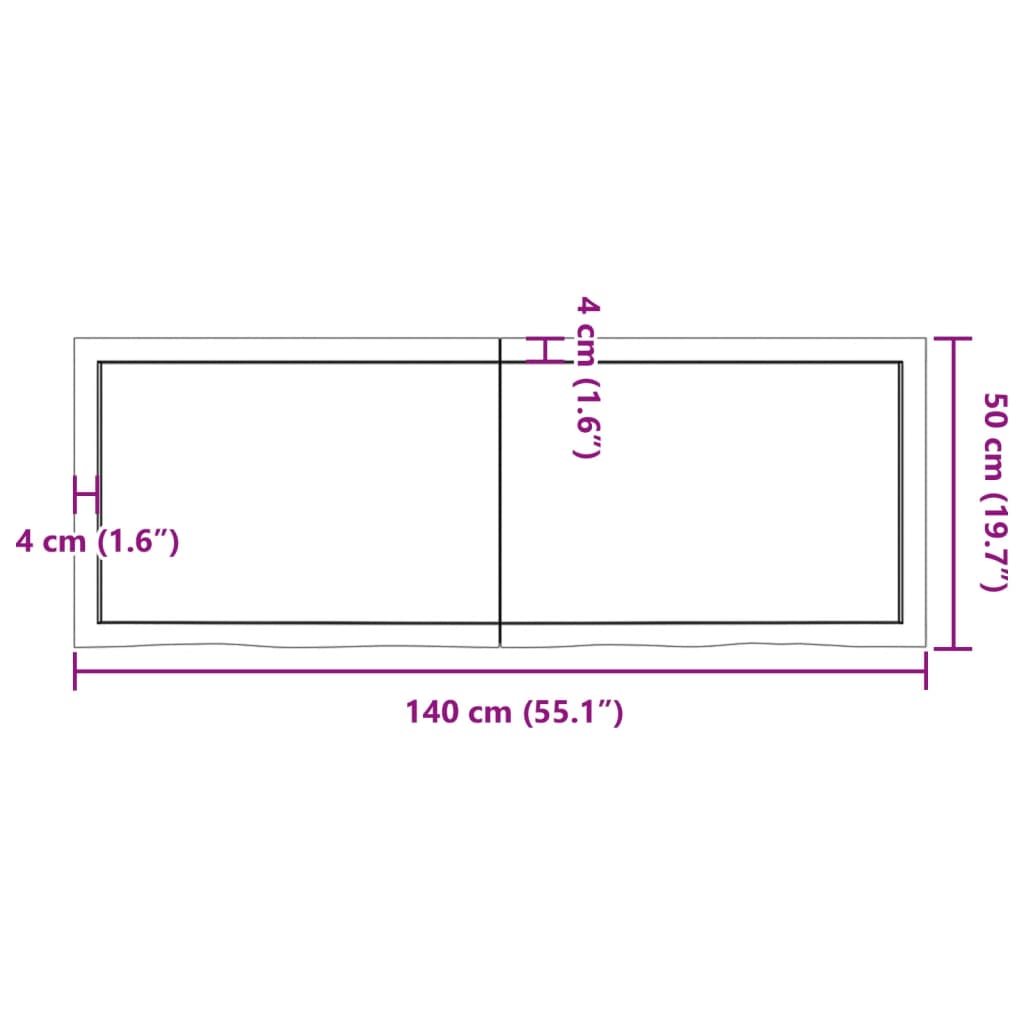 Waschtischplatte Hellbraun 140x50x(2-4) cm Massivholz Behandelt