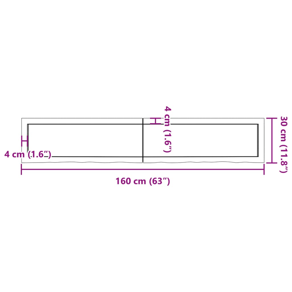 Waschtischplatte Hellbraun 160x30x(2-4) cm Massivholz Behandelt