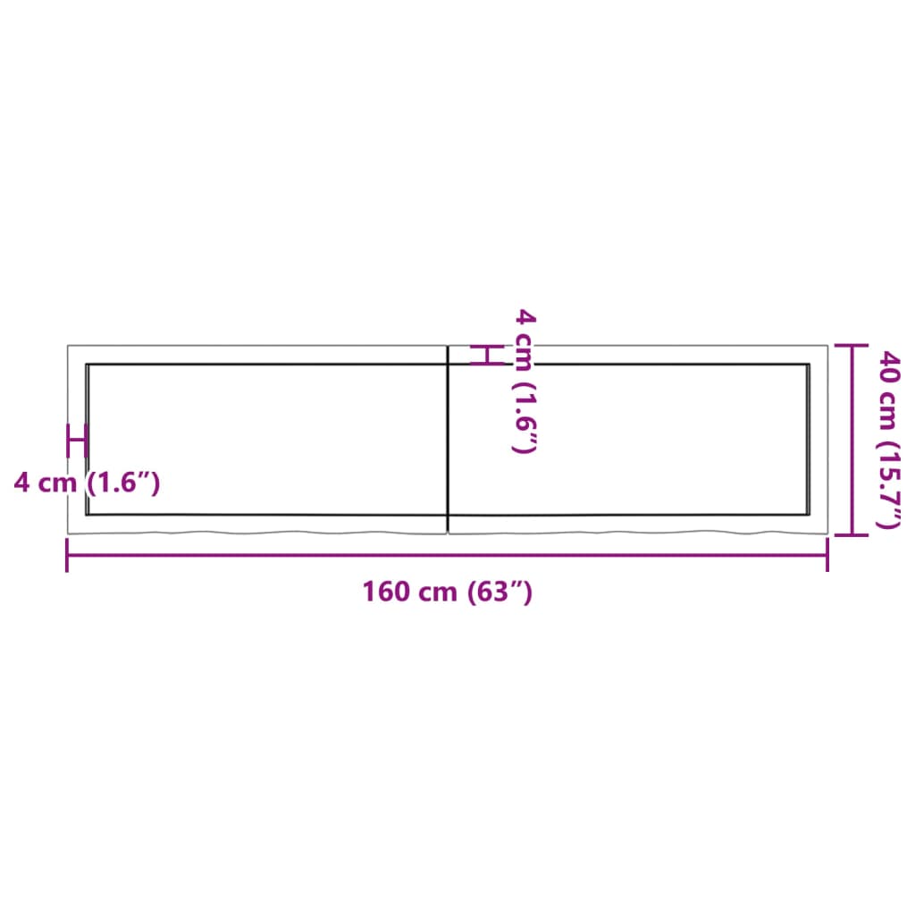 Waschtischplatte Hellbraun 160x40x(2-4) cm Massivholz Behandelt