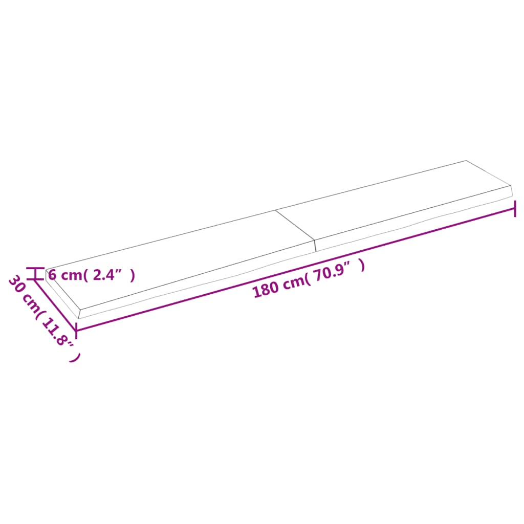 Waschtischplatte Hellbraun 180x30x(2-6) cm Massivholz Behandelt