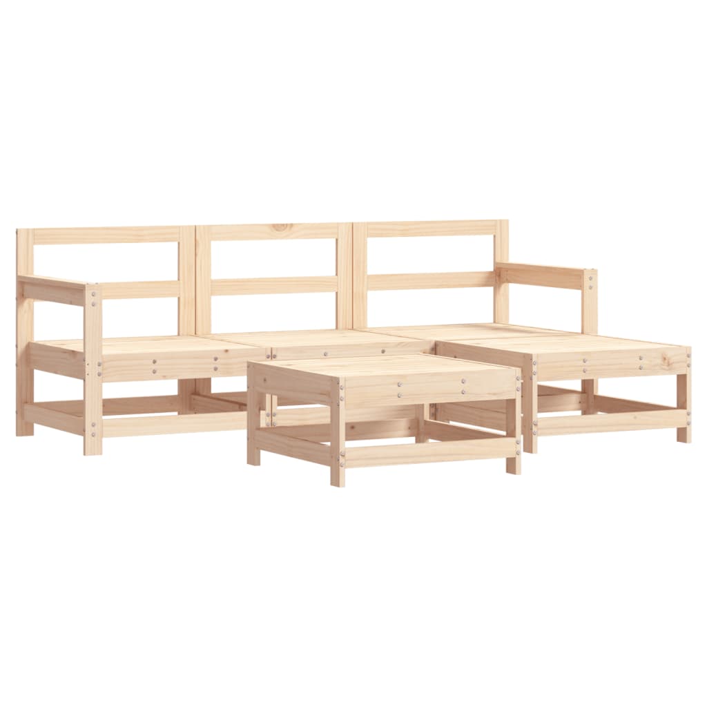 5-tlg. Garten-Lounge-Set mit Kissen Massivholz