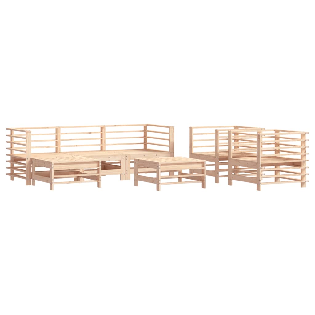 7-tlg. Garten-Lounge-Set mit Kissen Massivholz