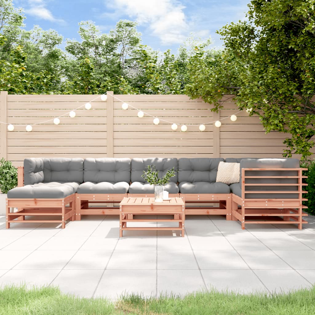 8-tlg. Garten-Lounge-Set mit Kissen Massivholz Douglasie