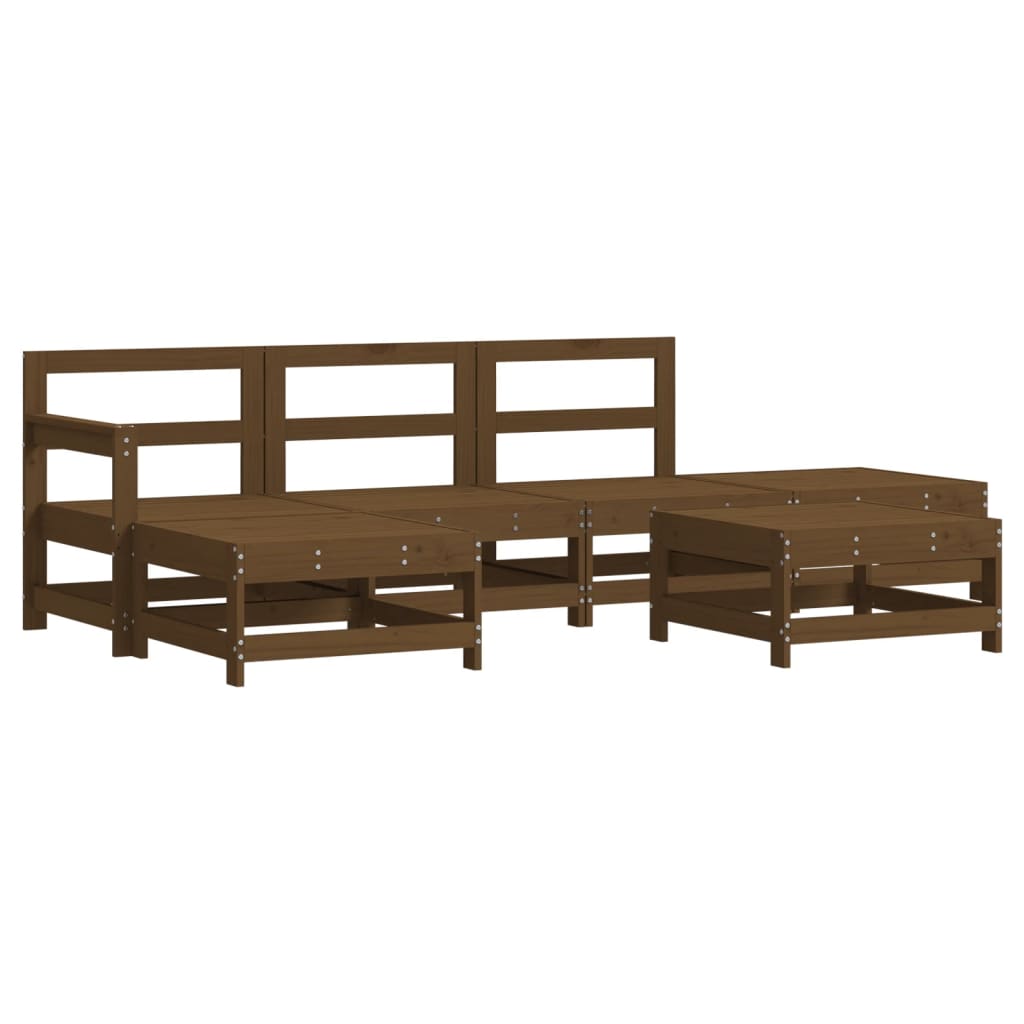 6-tlg. Garten-Lounge-Set mit Kissen Honigbraun Massivholz