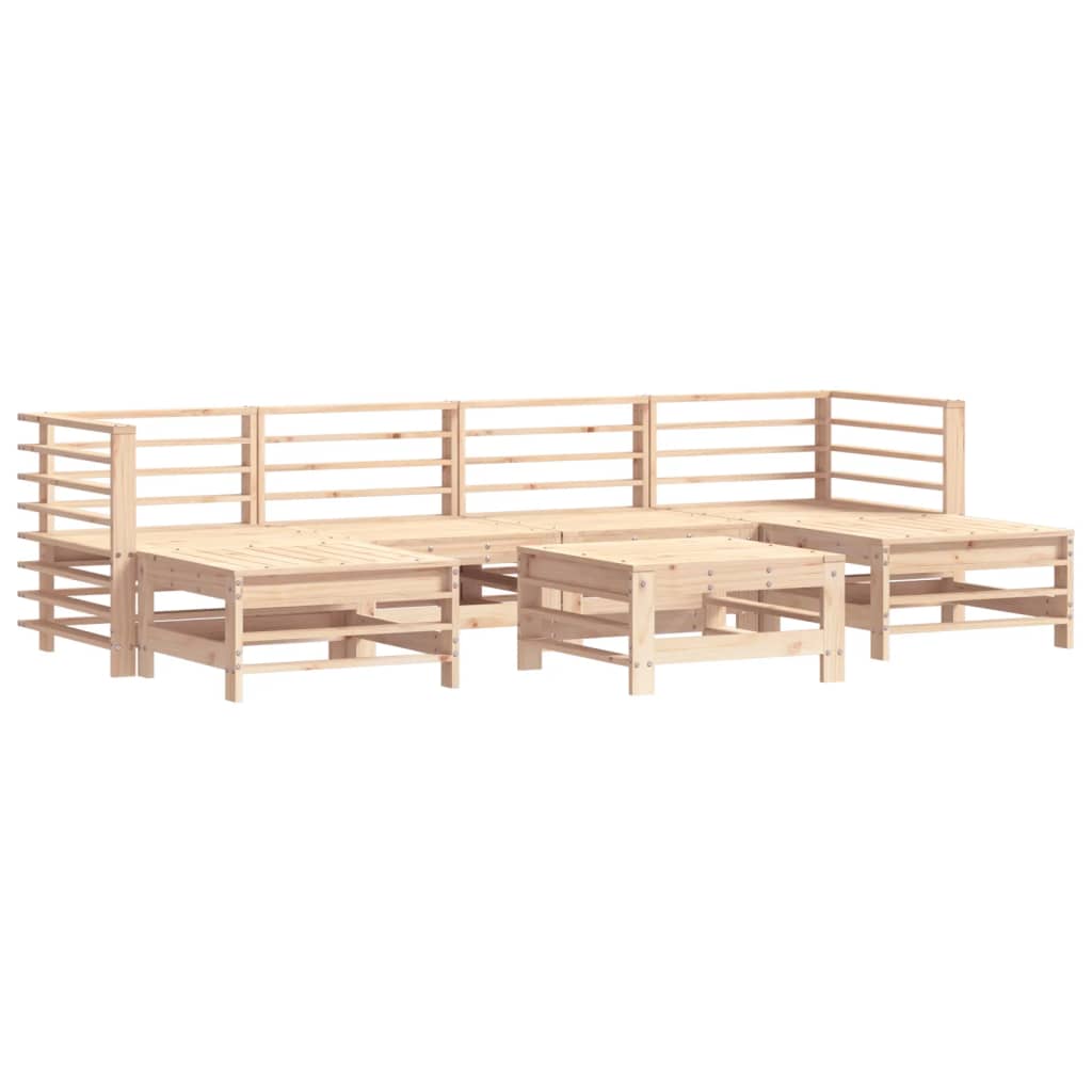 7-tlg. Garten-Lounge-Set mit Kissen Massivholz