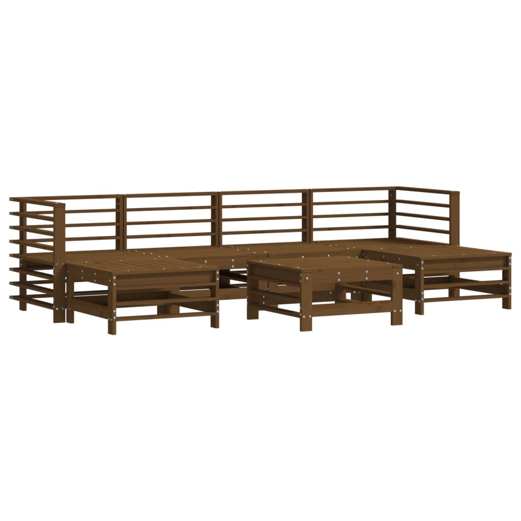 7-tlg. Garten-Lounge-Set mit Kissen Honigbraun Massivholz