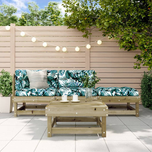 4-tlg. Garten-Lounge-Set mit Kissen Kiefernholz Imprägniert