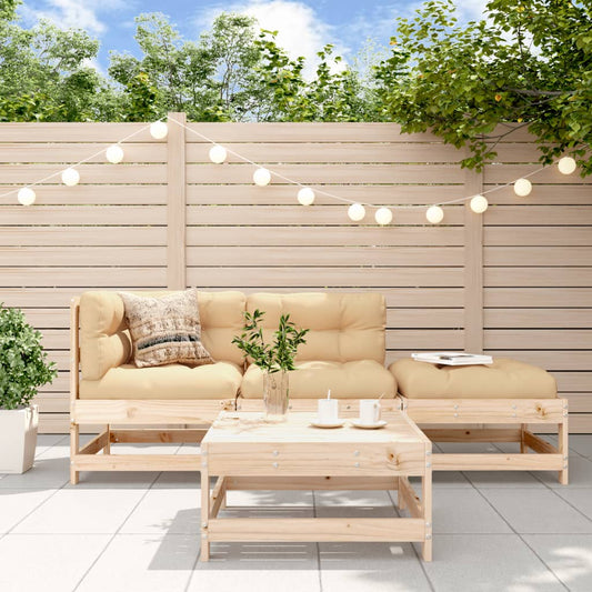 4-tlg. Garten-Lounge-Set mit Kissen Massivholz