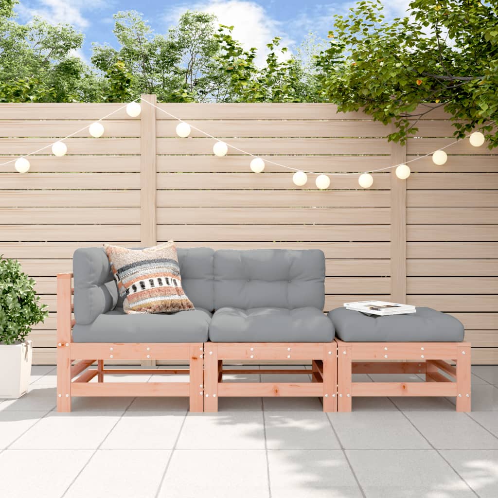 3-tlg. Garten-Lounge-Set mit Kissen Massivholz Douglasie