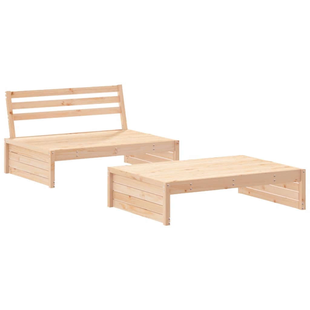 2-tlg. Garten-Lounge-Set mit Kissen Massivholz