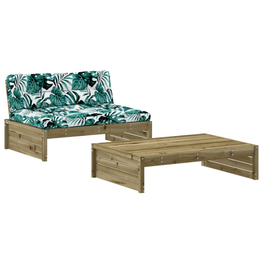 2-tlg. Garten-Lounge-Set mit Kissen Imprägniertes Kiefernholz