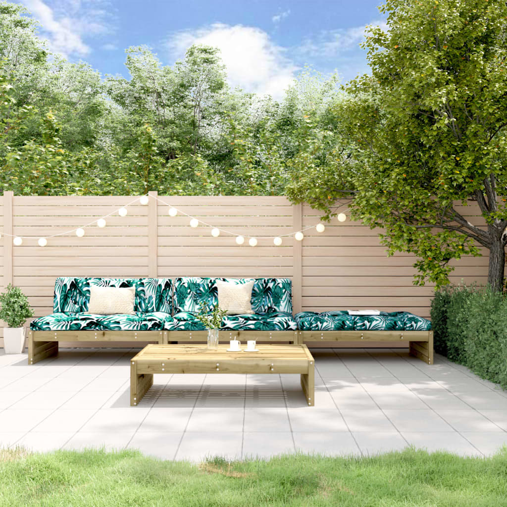 4-tlg. Garten-Lounge-Set mit Kissen Kiefernholz Imprägniert