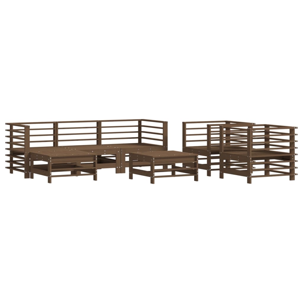 7-tlg. Garten-Lounge-Set Honigbraun Massivholz Kiefer