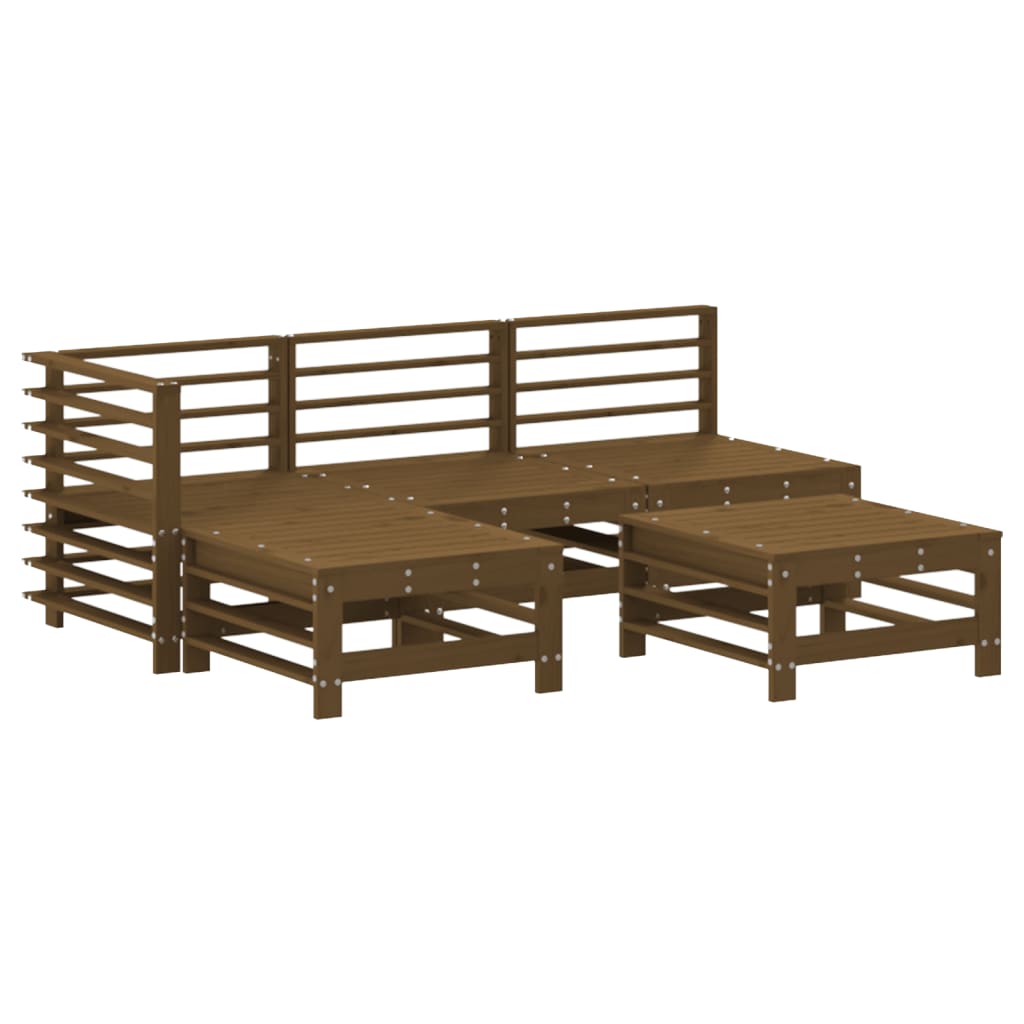 5-tlg. Garten-Lounge-Set Honigbraun Massivholz Kiefer