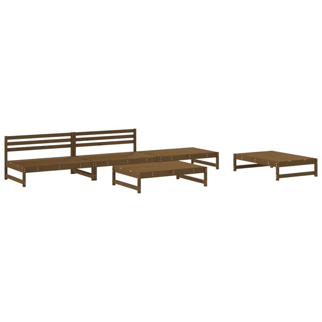 5-tlg. Garten-Lounge-Set Honigbraun Massivholz Kiefer