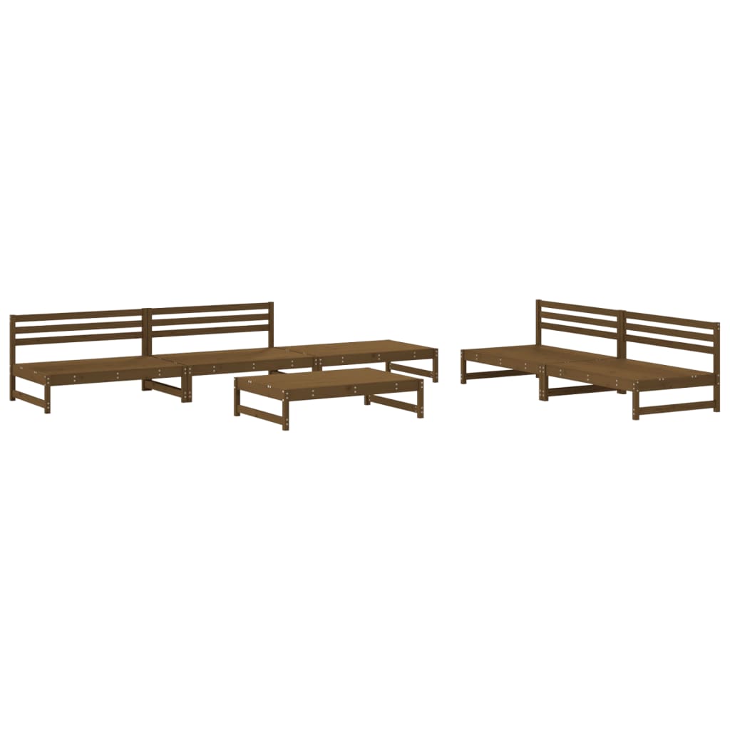 6-tlg. Garten-Lounge-Set Honigbraun Massivholz Kiefer