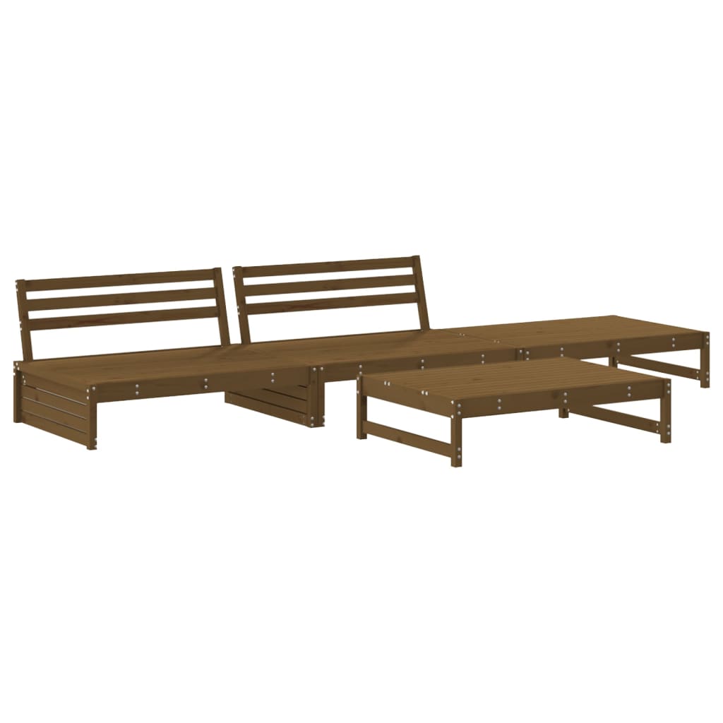 4-tlg. Garten-Lounge-Set Honigbraun Massivholz Kiefer