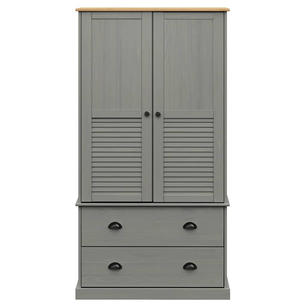 Kleiderschrank VIGO Grau 90x55x170 cm Massivholz Kiefer