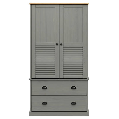Kleiderschrank VIGO Grau 90x55x170 cm Massivholz Kiefer
