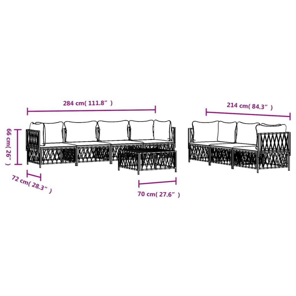 8-tlg. Garten-Lounge-Set mit Kissen Anthrazit Stahl