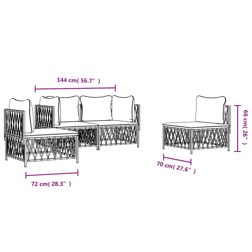 4-tlg. Garten-Lounge-Set mit Kissen Anthrazit Stahl