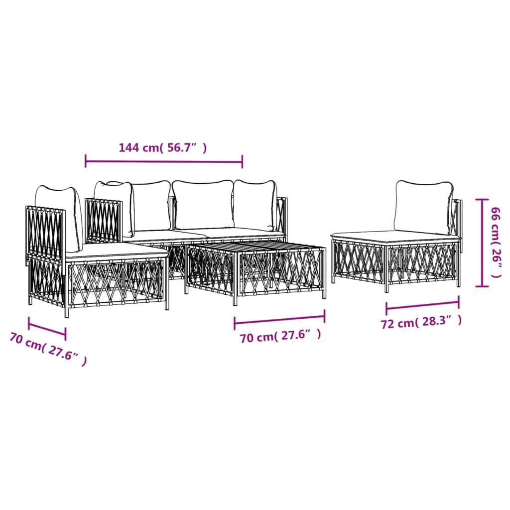 5-tlg. Garten-Lounge-Set mit Kissen Anthrazit Stahl