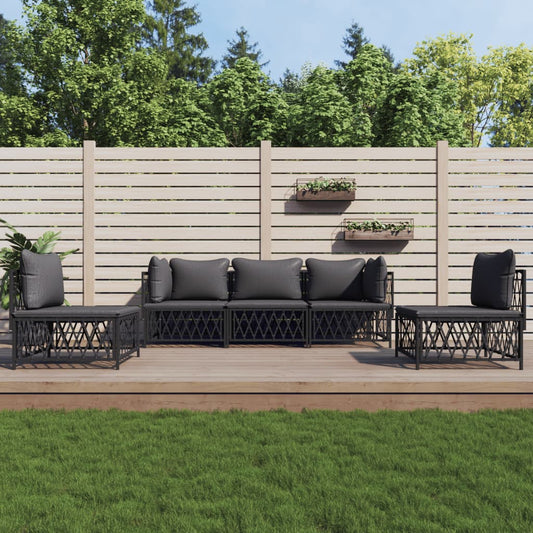 5-tlg. Garten-Lounge-Set mit Kissen Anthrazit Stahl