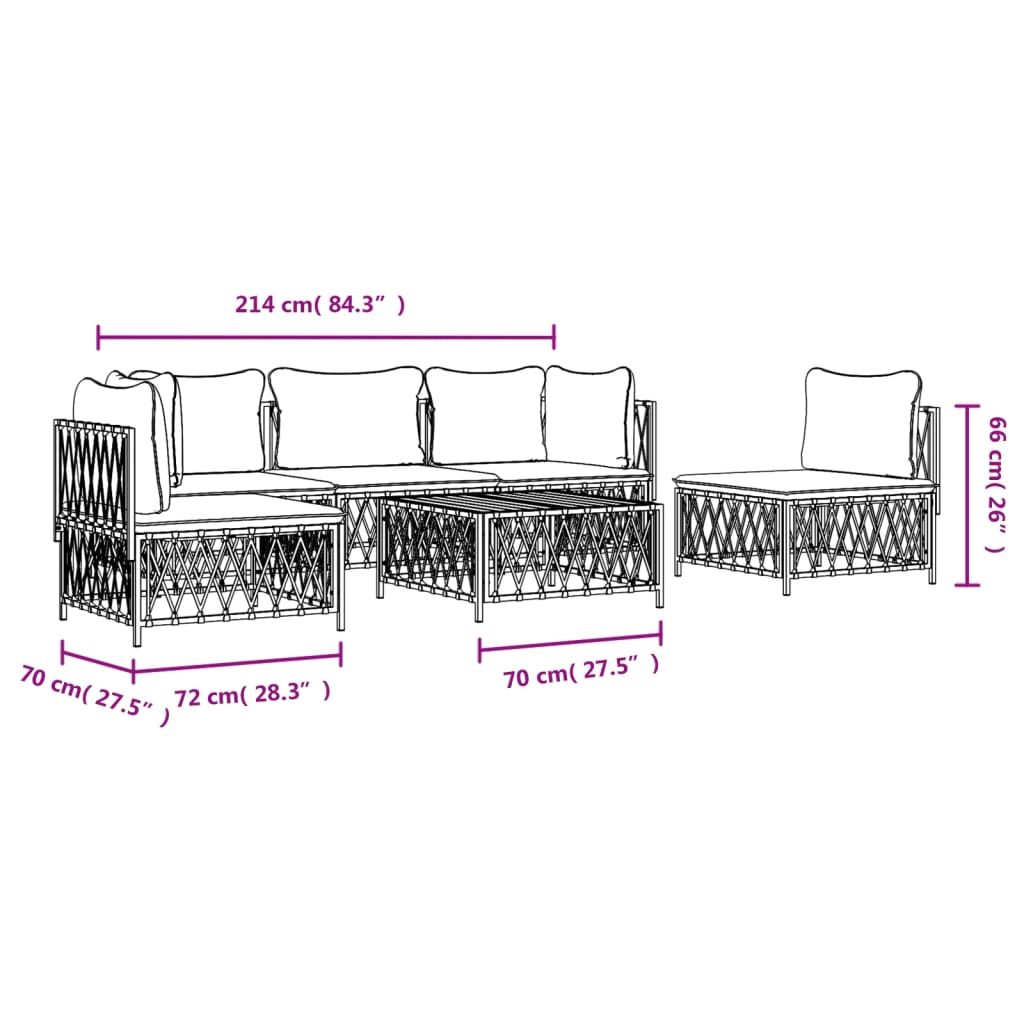 6-tlg. Garten-Lounge-Set mit Kissen Anthrazit Stahl