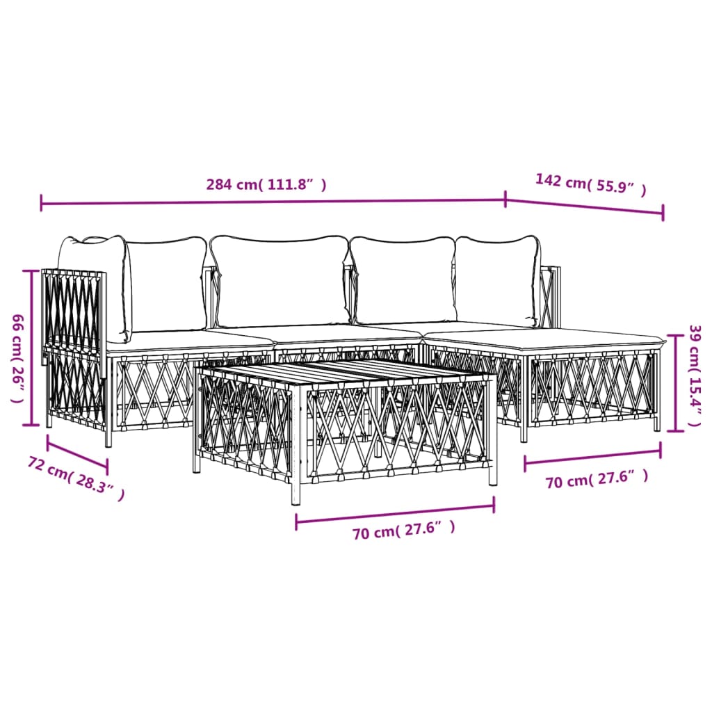 4-tlg. Garten-Lounge-Set mit Kissen Anthrazit Stahl