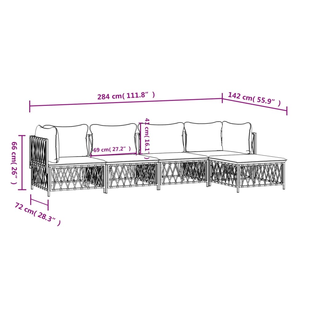 5-tlg. Garten-Lounge-Set mit Kissen Anthrazit Stahl