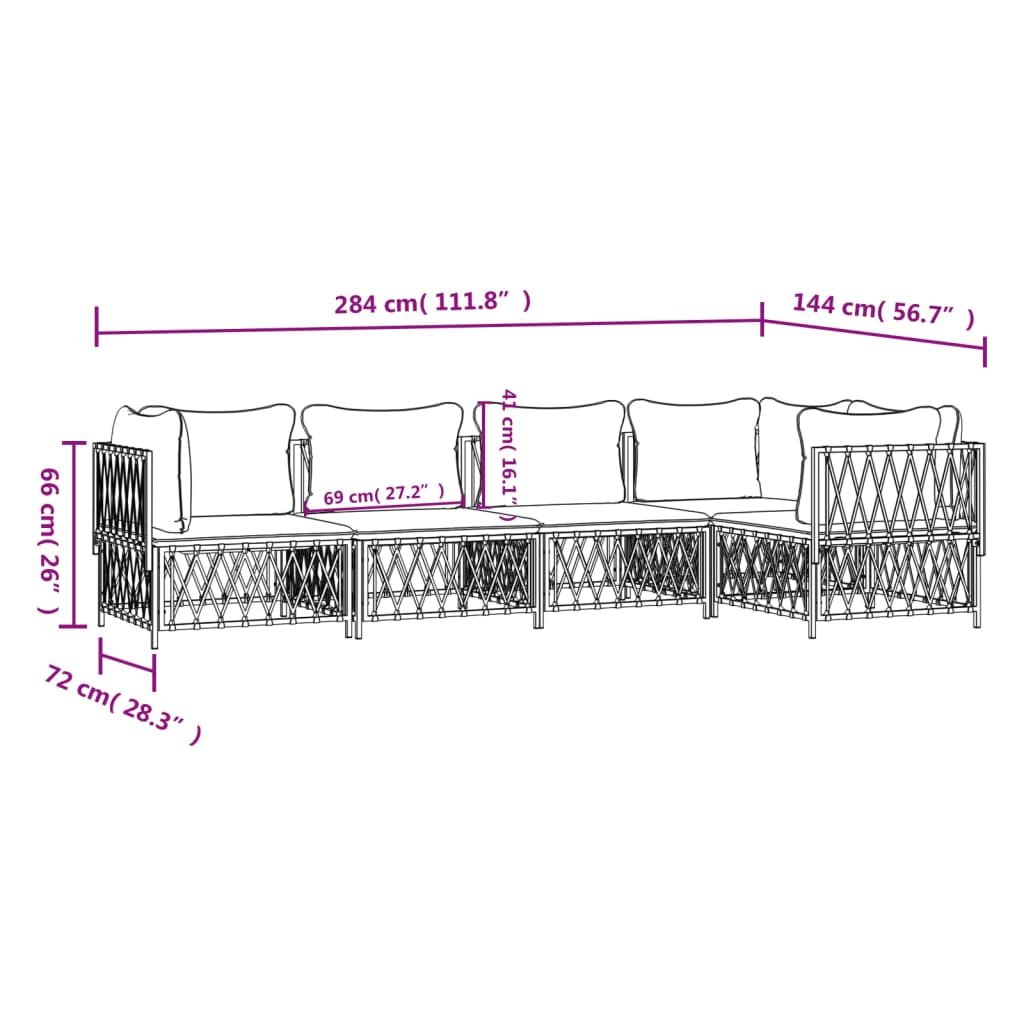 5-tlg. Garten-Lounge-Set mit Kissen Anthrazit Stahl