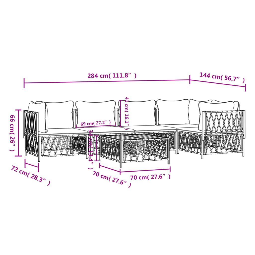 6-tlg. Garten-Lounge-Set mit Kissen Anthrazit Stahl