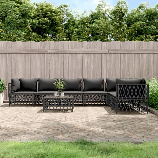 8-tlg. Garten-Lounge-Set mit Kissen Anthrazit Stahl