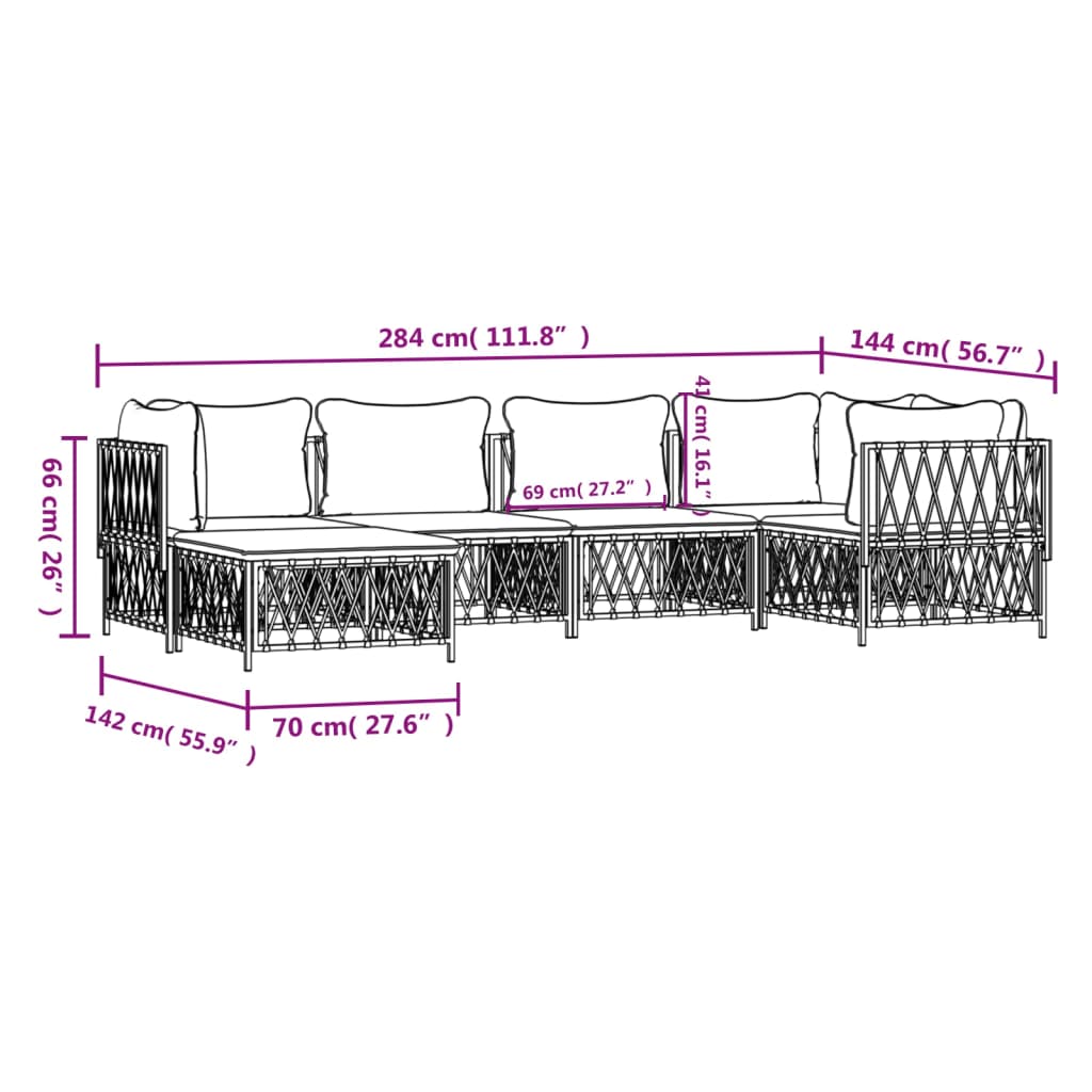 6-tlg. Garten-Lounge-Set mit Kissen Anthrazit Stahl