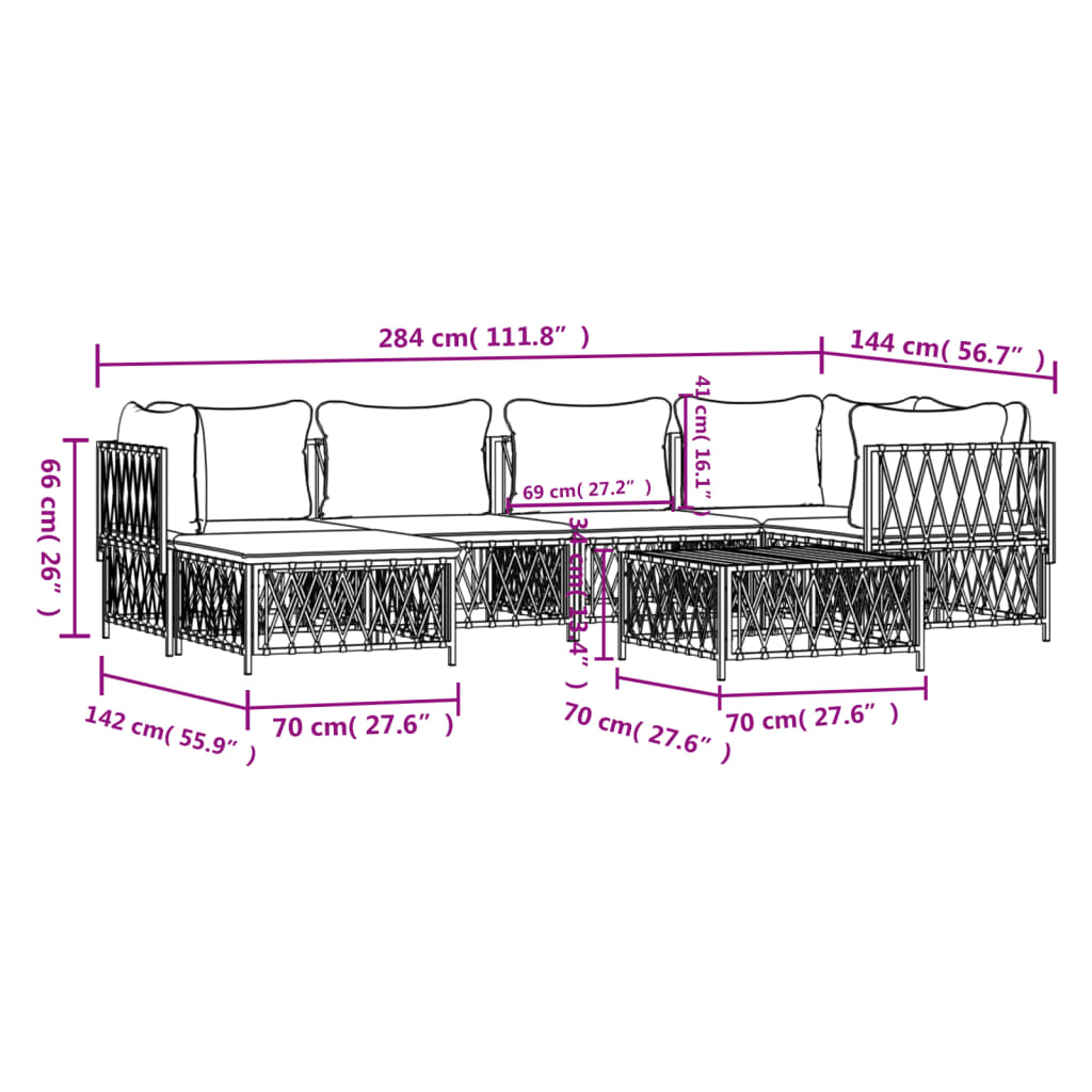 7-tlg. Garten-Lounge-Set mit Kissen Anthrazit Stahl