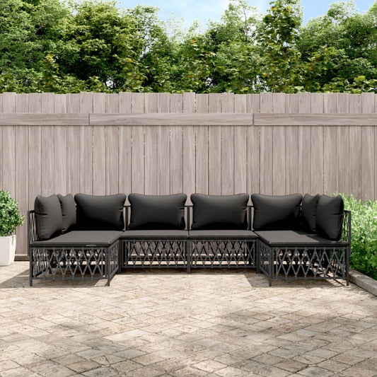 6-tlg. Garten-Lounge-Set mit Kissen Anthrazit Stahl