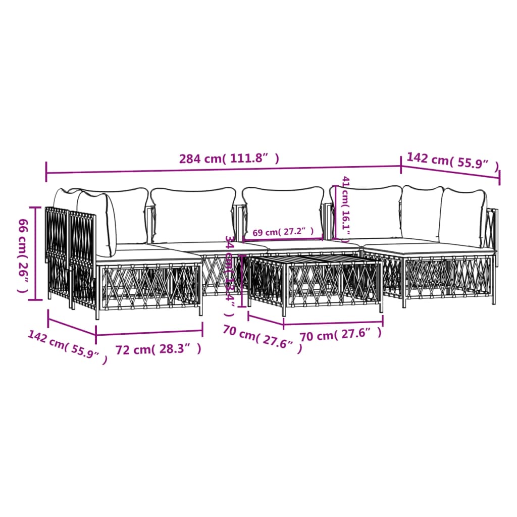 7-tlg. Garten-Lounge-Set mit Kissen Anthrazit Stahl