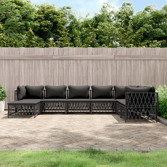 8-tlg. Garten-Lounge-Set mit Kissen Anthrazit Stahl