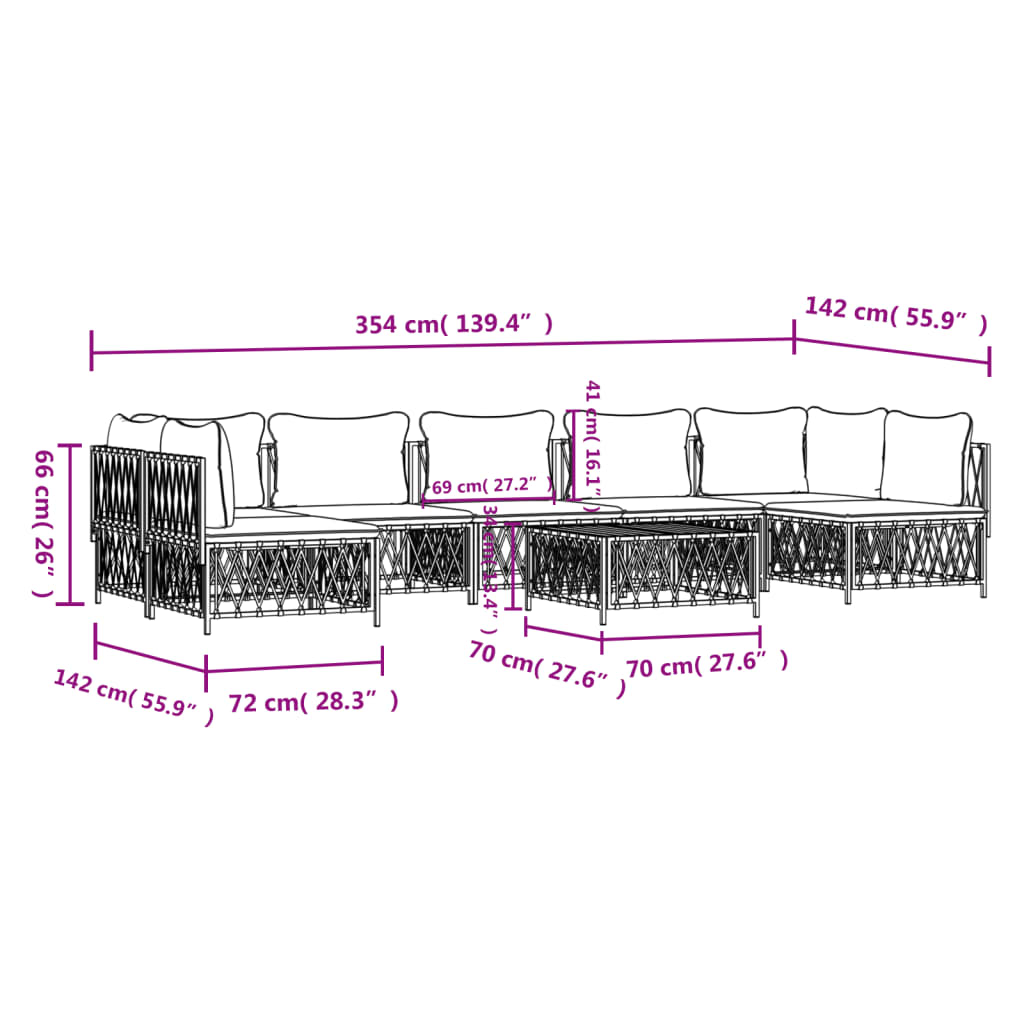 8-tlg. Garten-Lounge-Set mit Kissen Anthrazit Stahl