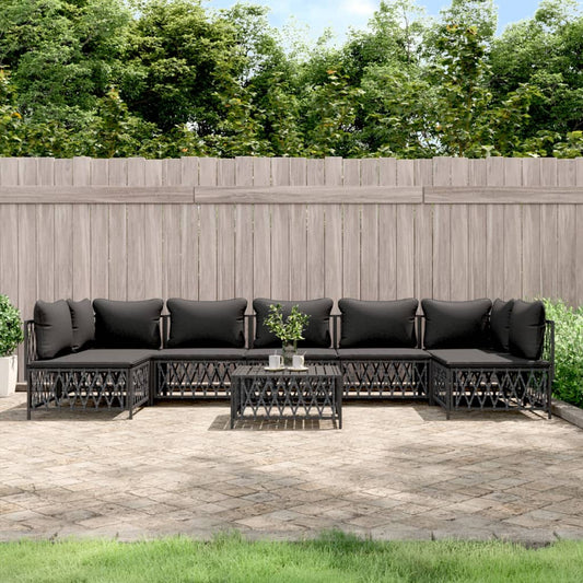 8-tlg. Garten-Lounge-Set mit Kissen Anthrazit Stahl