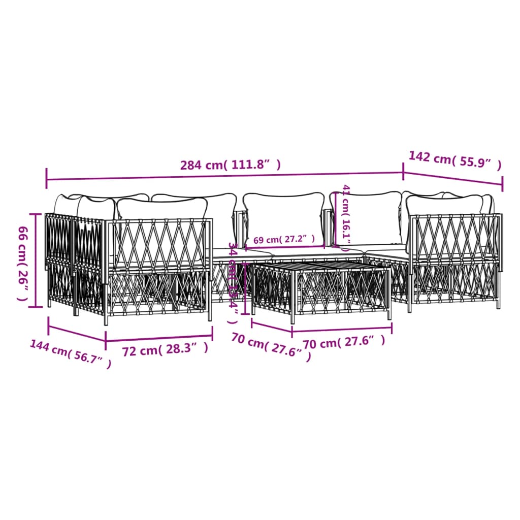 7-tlg. Garten-Lounge-Set mit Kissen Anthrazit Stahl