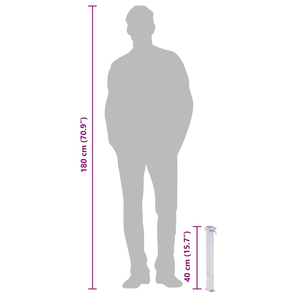 Wassersäule für den Garten 40 cm Edelstahl Quadratisch