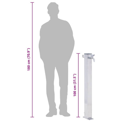 Wassersäule für den Garten 100 cm Edelstahl Quadratisch
